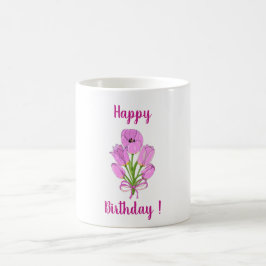 ロマンチックな花チューリップ誕生日ミニマリスト コーヒーマグカップ