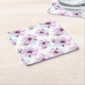 ロマンチックな花パターン スクエアペーパーコースター (アングル)