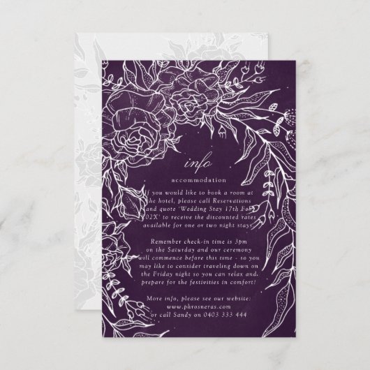 ロマンチックな花リースパープル結婚ズ エンクロージャーカード (正面/裏面)
