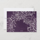 ロマンチックな花リースパープル結婚ズ 出欠カード (裏面)