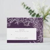 ロマンチックな花リースパープルQRコード結婚ズ 出欠カード (スタンド正面)