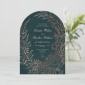 ロマンチックな花リース結婚銅のアーチ 招待状 (スタンド正面)