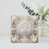 ロマンチックな花レース+素朴ウッド結婚ズ 招待状 (スタンド正面)