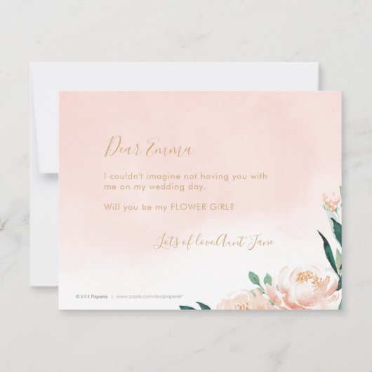 ロマンチックな花園の花　あなたは私のフラワーガールになりますか 招待状 (裏面)