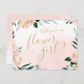 ロマンチックな花園の花　あなたは私のフラワーガールになりますか 招待状 (正面/裏面)