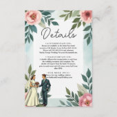 ロマンチックな花嫁と新郎の水彩花イラストのウェディングカード エンクロージャーカード (正面)