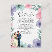ロマンチックな花嫁と花婿の水彩のフローラ結婚 エンクロージャーカード (正面)