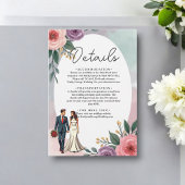 ロマンチックな花嫁と花婿の水彩のフローラ結婚 エンクロージャーカード