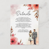 ロマンチックな花嫁と花婿の水彩のフローラ結婚 エンクロージャーカード (正面)