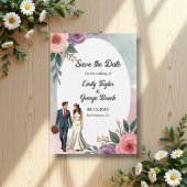 ロマンチックな花嫁と花婿の水彩のフローラ結婚 セーブザデート