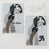 ロマンチックな花嫁 & 花婿 ウェディングパーティ モノグラム 名刺 (正面/裏面)