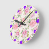ロマンチックな花柄 ラウンド壁時計 (傾斜)