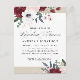 ロマンチックな花模様リハーサルディナー招待状 招待状