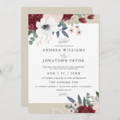 ロマンチックな花模様結婚式招待状 招待状 (正面/裏面)