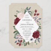 ロマンチックな花模様結婚式招待状 招待状 (正面/裏面)