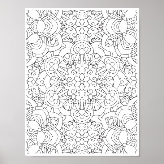 ロマンチックな花 – アドバンスドカラーリングページ ポスター (正面)