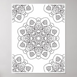 ロマンチックな花 – アドバンスドカラーリングページ ポスター