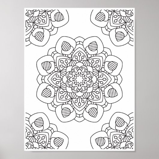ロマンチックな花 – アドバンスドカラーリングページ ポスター (正面)
