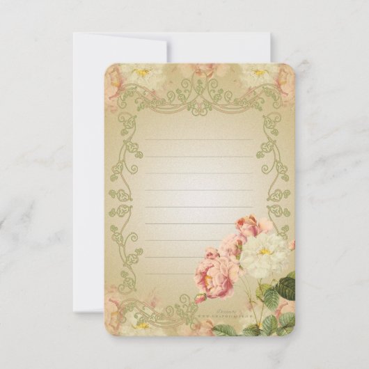 ロマンチックな花 - グリーティングカード 招待状 (正面)