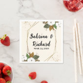 ロマンチックな茶色とクリーム結婚フローラ スタンダードカクテルナプキン (インサイチュ)