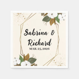 ロマンチックな茶色とクリーム結婚フローラ スタンダードカクテルナプキン