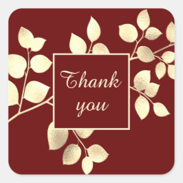 ロマンチックな茶色と金の葉のスクエアステッカー スクエアシール