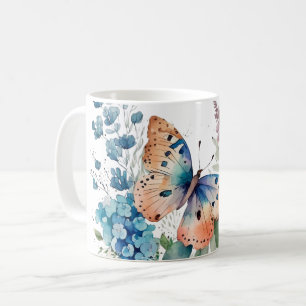 ロマンチックな草花と蝶 コーヒーマグカップ