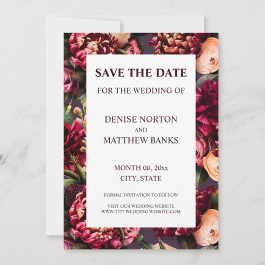 ロマンチックな菊の真夜中の梅救の日 招待状 (裏面)