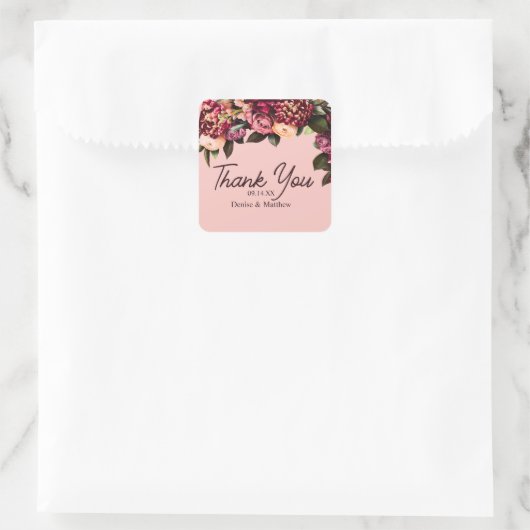 ロマンチックな菊オンゴッサマーピンク スクエアシール (バッグ)