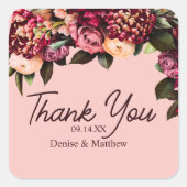 ロマンチックな菊オンゴッサマーピンク スクエアシール (正面)