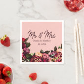 ロマンチックな菊オンゴッサマーピンク スタンダードカクテルナプキン (インサイチュ)