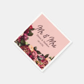 ロマンチックな菊オンゴッサマーピンク スタンダードカクテルナプキン (角)