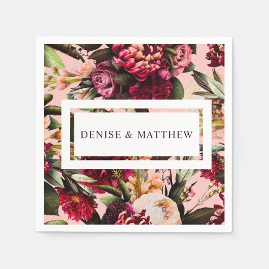 ロマンチックな菊オンゴッサマーピンク スタンダードカクテルナプキン (正面)