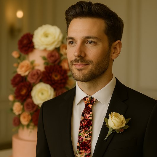 ロマンチックな菊オンゴッサマーピンク ネクタイ