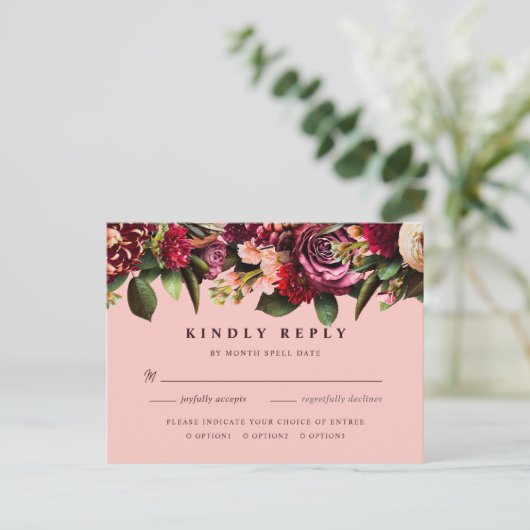 ロマンチックな菊オンゴッサマーピンク ポストカード (スタンド正面)