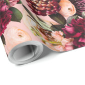 ロマンチックな菊オンゴッサマーピンク ラッピングペーパー (ロールコーナー)