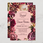 ロマンチックな菊オンゴッサマーピンク 招待状 (正面/裏面)