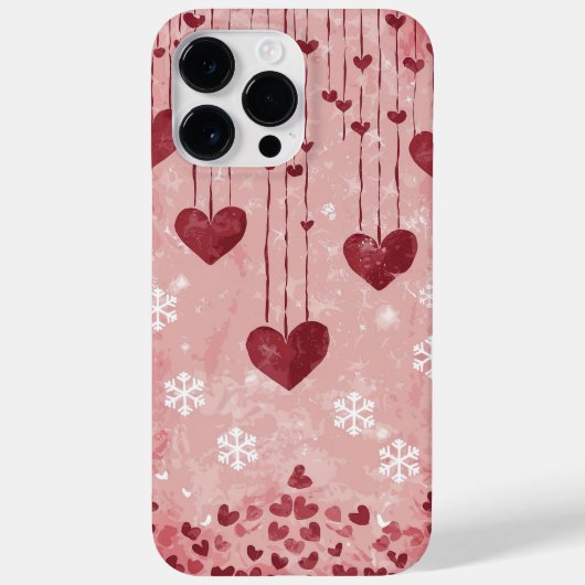 ロマンチックな落下するハートと雪片 Case-Mate iPhoneケース (裏面)