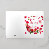 ロマンチックな落下バラ 箔グリーティングカード (外側レイダウン)