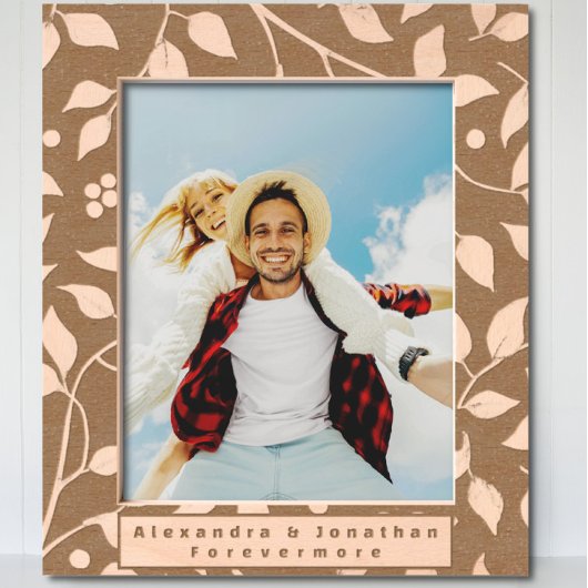 ロマンチックな葉のパターン新婚結婚の レーザー彫刻フレーム