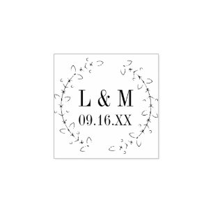 ロマンチックな葉の花輪 結婚式 個人用 ラバースタンプ