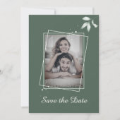 ロマンチックな葉のSave the Date写真招待状 招待状 (正面)