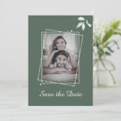 ロマンチックな葉のSave the Date写真招待状 招待状 (スタンド正面)