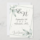 ロマンチックな葉のSave the Date写真招待状 招待状 (裏面)