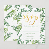 ロマンチックな葉グリーン – RSVPの結婚カード 出欠カード (正面/裏面)