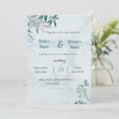 ロマンチックな葉青い蝶のフローラ結婚のカード 招待状 (スタンド正面)