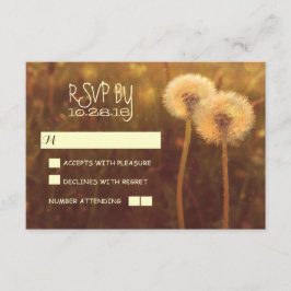 ロマンチックな蒲公英のラスティックウェディング返信カード 出欠カード