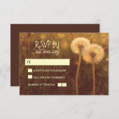 ロマンチックな蒲公英のラスティックウェディングRSVPカード 出欠カード (正面/裏面)