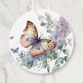 ロマンチックな薄紫とバタフライ感謝していユーメッセージカード フェイバータグ