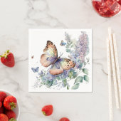 ロマンチックな薄紫の花と蝶 スタンダードカクテルナプキン (インサイチュ)